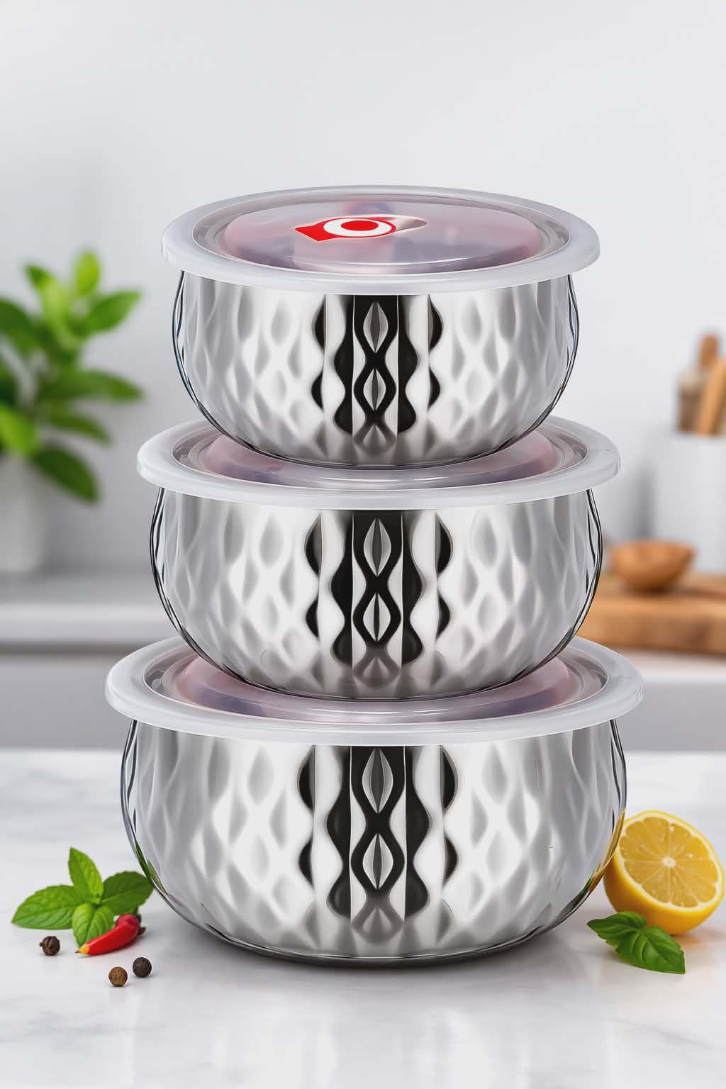 ✅ Pack 3 Bols Inox Luxe + Couvercle