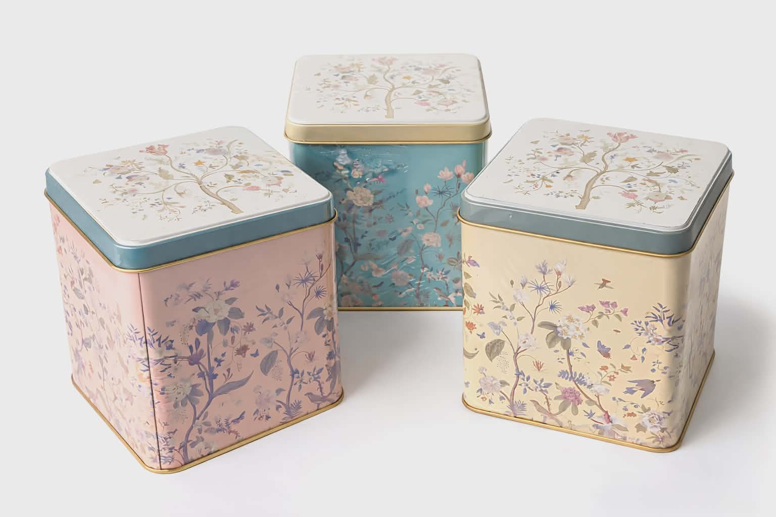 Lot de 3 boîtes de conservation en métal avec couvercle 12X12 Cm