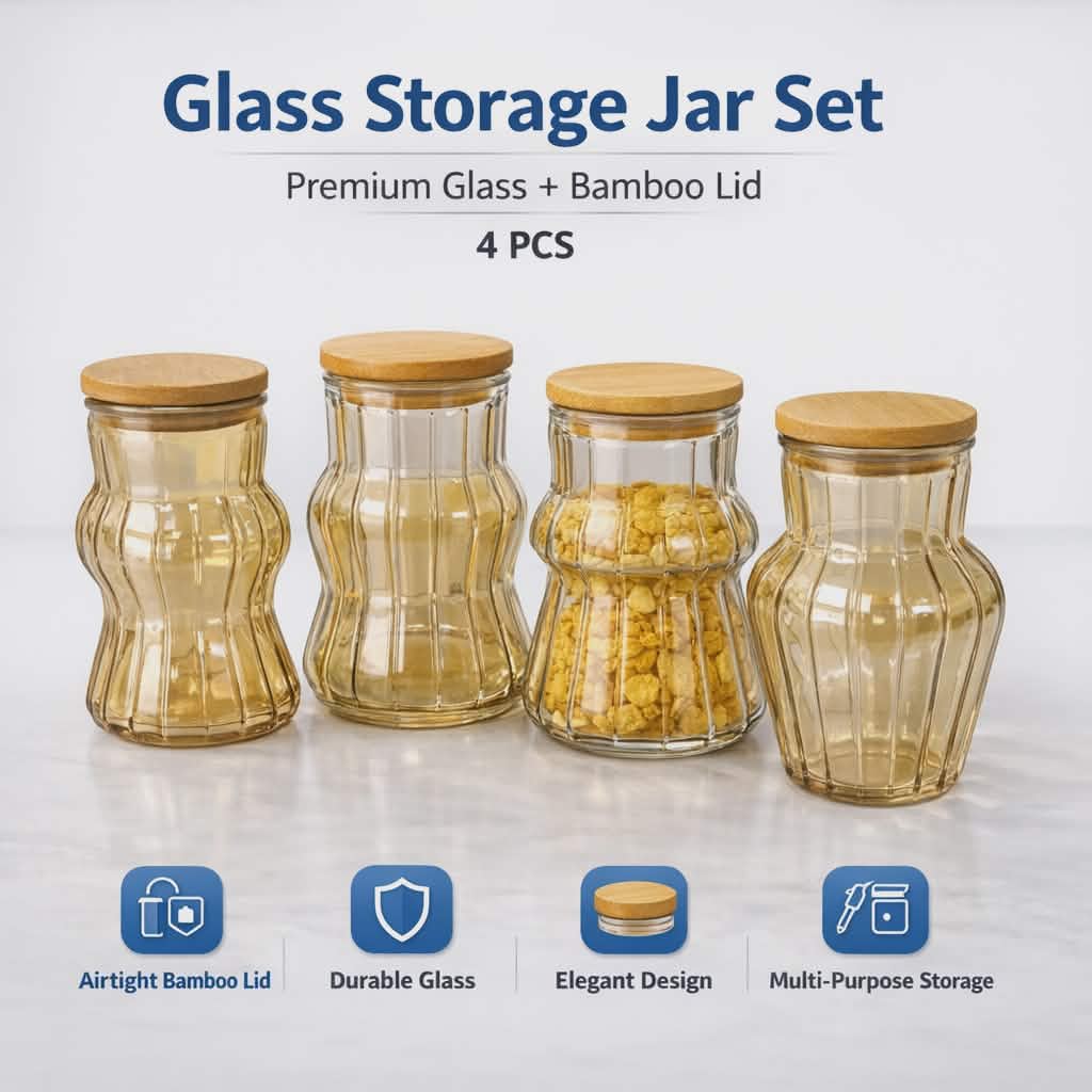 Ensemble de bocaux de rangement en verre – 4 pièces