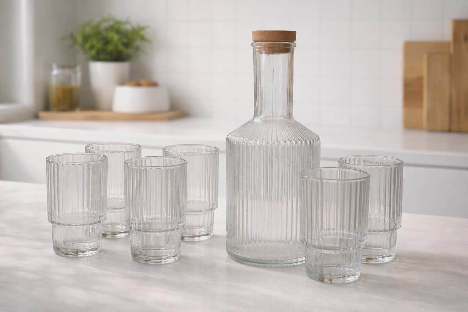 Service Verre 7 Pcs D'eau Transparent
