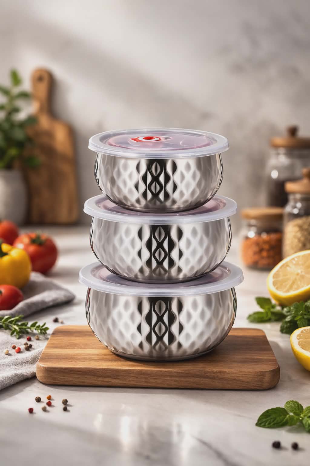 ✅ Pack 3 Bols Inox Luxe + Couvercle