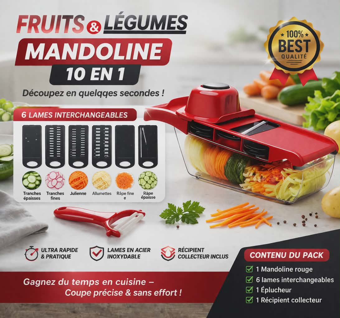 Mandoline Coupe-Légumes & Fruits 10 en 1