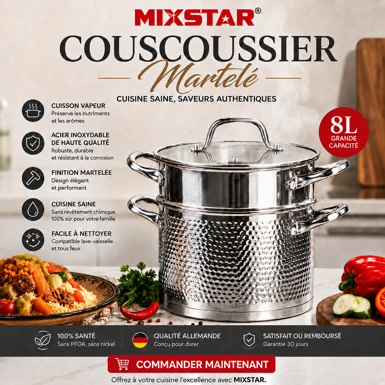 Couscoussier Martelé MIXSTAR