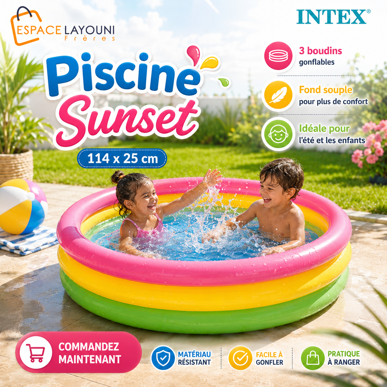 Piscine Sunset INTEX ✅ 114 × 25 cm