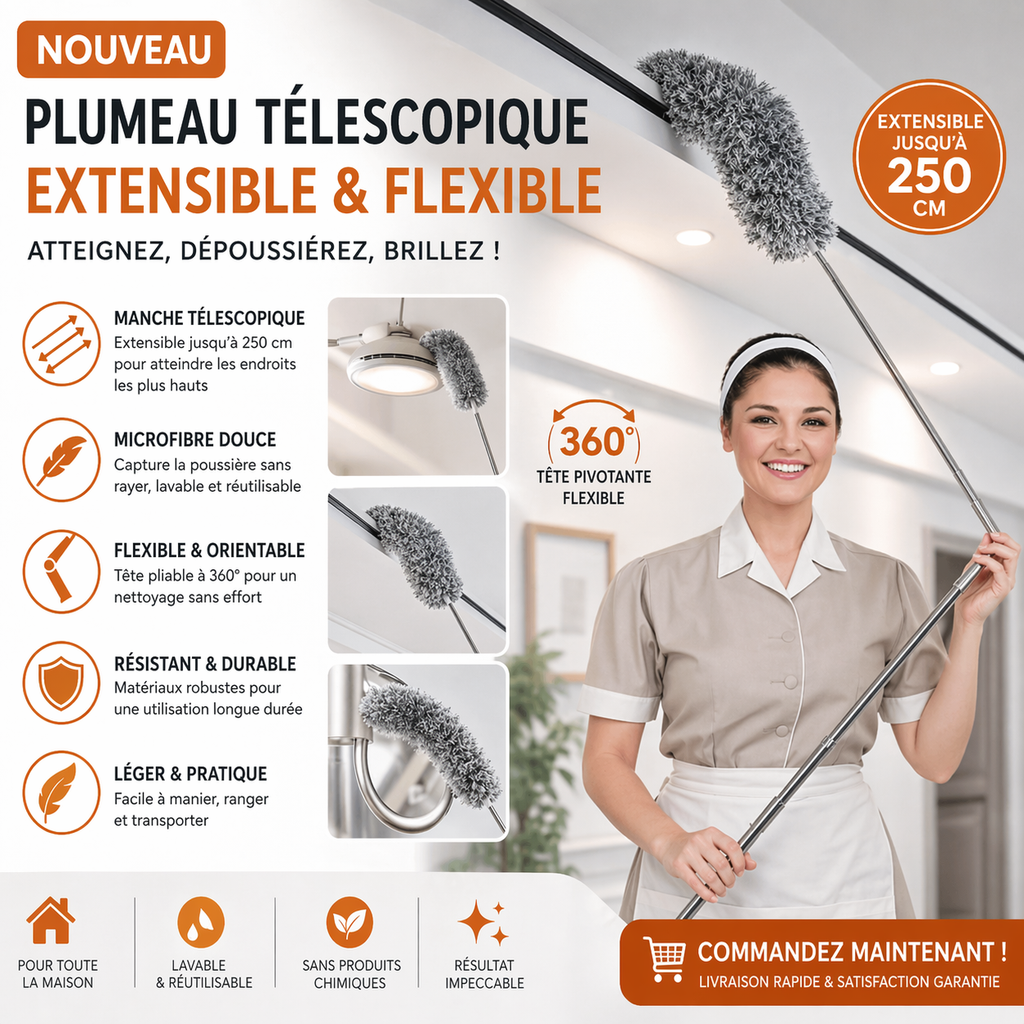 Plumeau Microfibre Télescopique