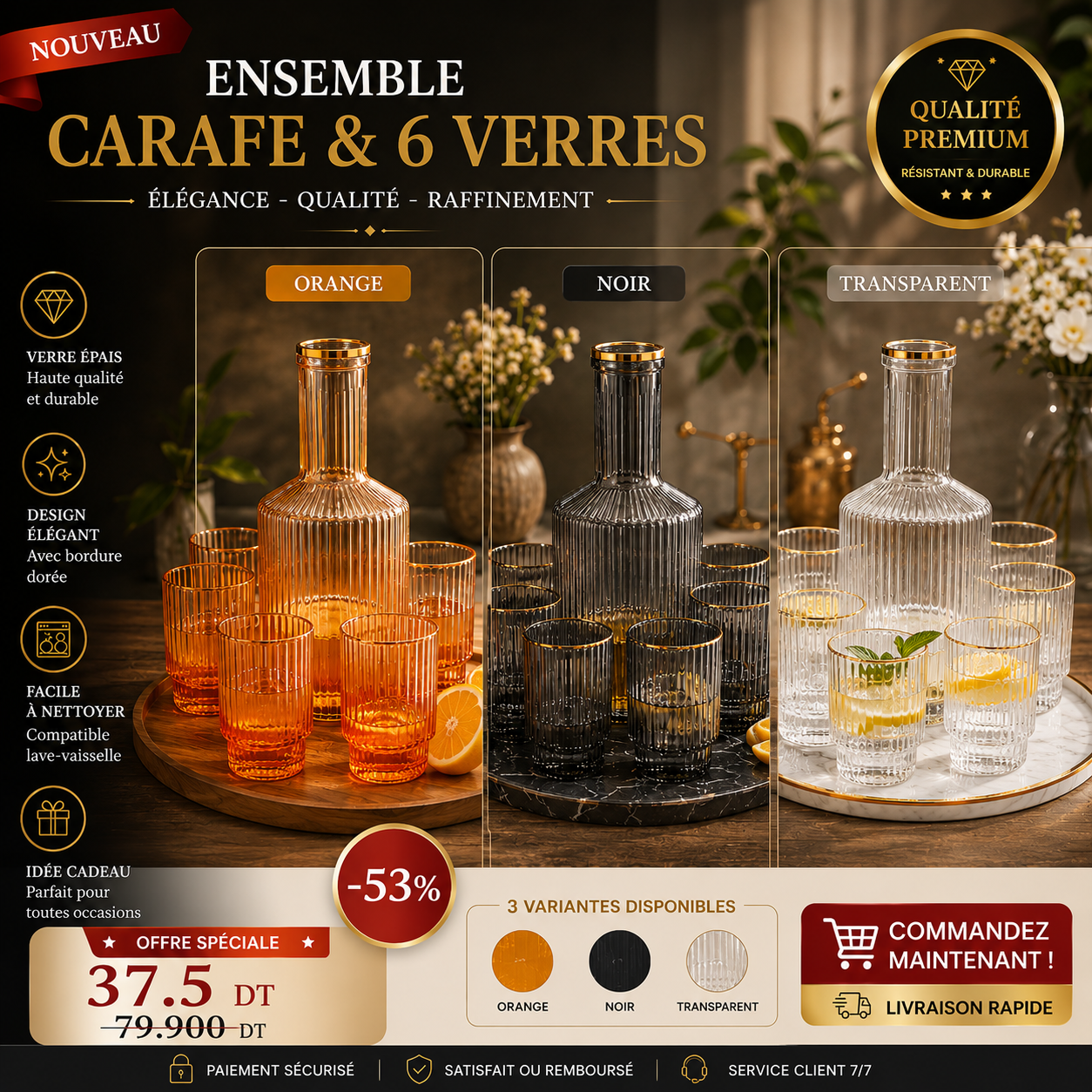 Ensemble Carafe et 6 Verres