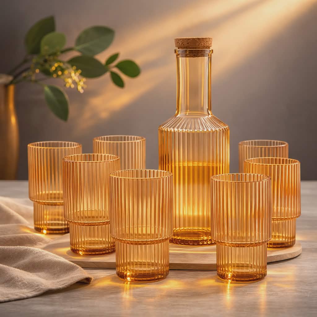 Service Verre 7 Pcs D'eau Jaune